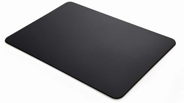 Blank black computer mat for mouse isolated on white background