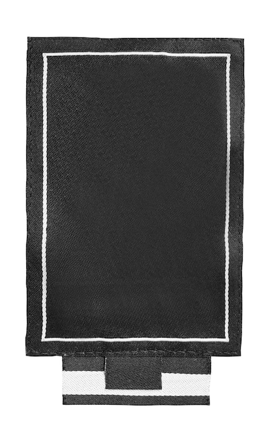 ⁇ 색 바탕에 고립된 빈 검은색 직물 의류 라벨 패치