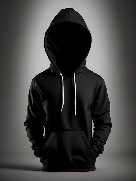 Photo blank black hoodie template hoodie sweatshirt long sleeve with clipping path hoody for design