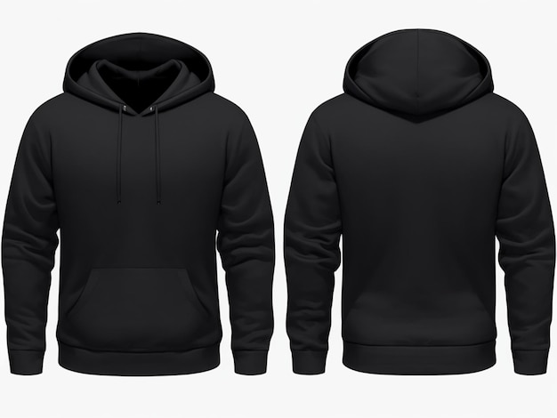 Photo blank black hoodie template hoodie sweatshirt long sleeve with clipping path