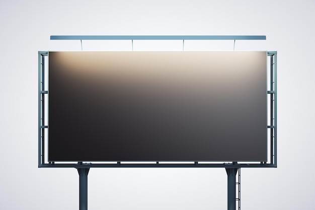 Photo blank black horizontal billboard isolated on white background front view mockup 3d rendering