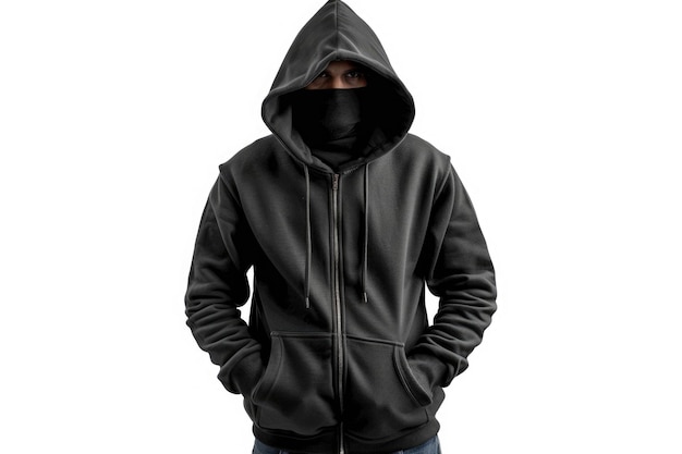 Blank black male hooded sweatshirt for winter sport design