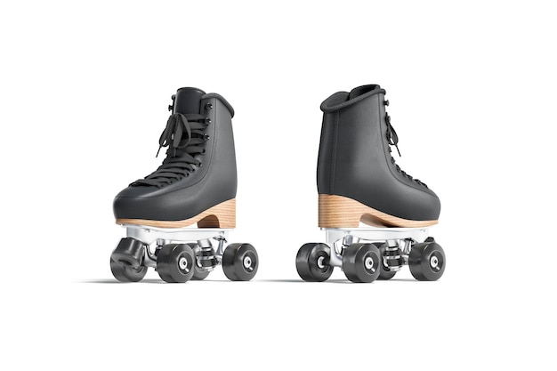 Blank black roller skates mock up front and back view