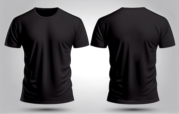 Blank black shirt mock up template front and back view isolated on white plain tshirt mockup Tee sweater sweatshirt design presentation for print