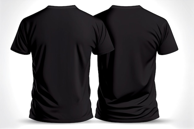 Blank black shirt mock up template front and back view isolated on white plain tshirt mockup Tee sweater sweatshirt design presentation for print