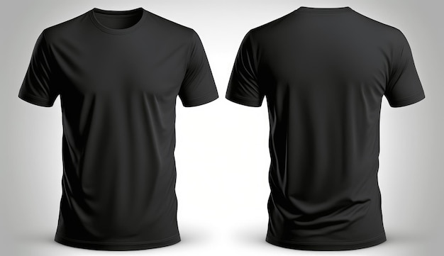 Blank Black Shirt Mockup Template for Front and Back View Generative AI