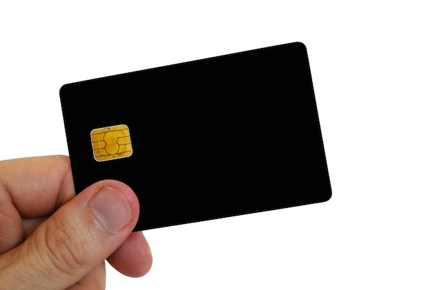 Blank black smart card in a hand