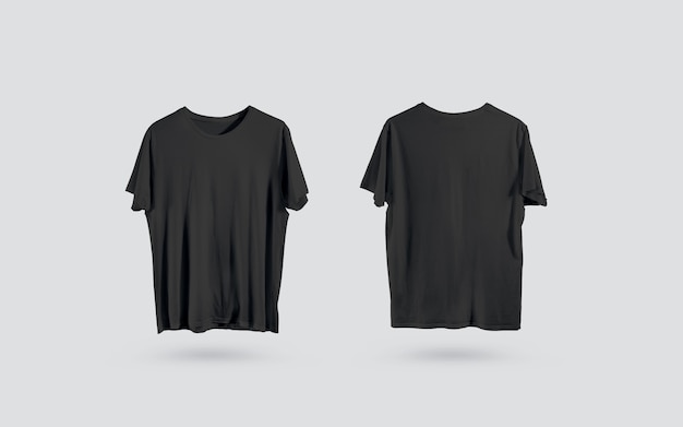 Blank black t-shirt front and back side view, design