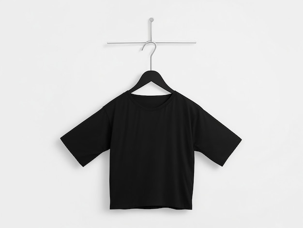 blank black tshirt hanger isolated on white space