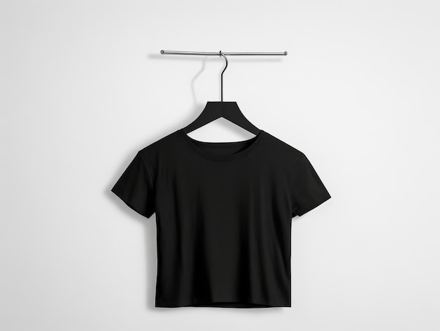 Photo blank black tshirt hanger isolated on white space