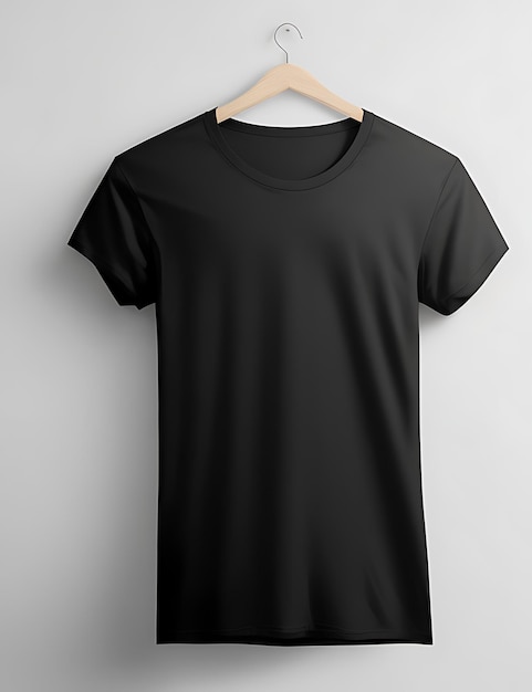 Photo blank black tshirt mockup concept featuring plain clothing