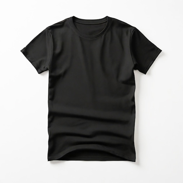 Foto modello di disegno di maglietta nera vuota per pubblicità uomini isolati a maniche corte indossare davanti