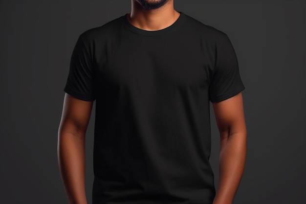 blank Black tshirt model front view mockup