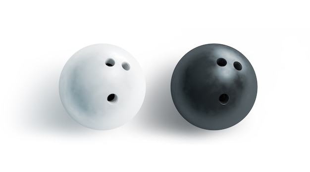 Blank black and white bowling ball , top view