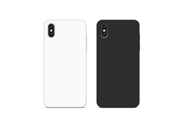 Photo blank black and white phone case, 3d rendering