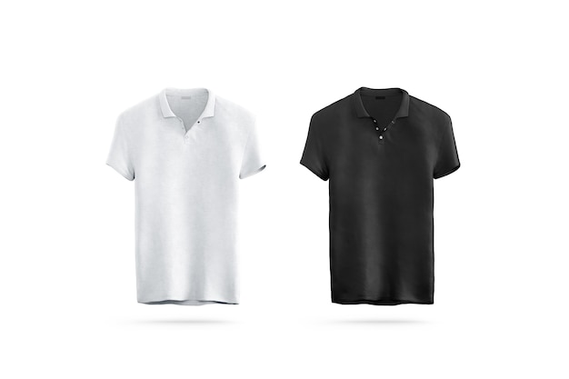 Blank black and white polo shirt  isolated, front view