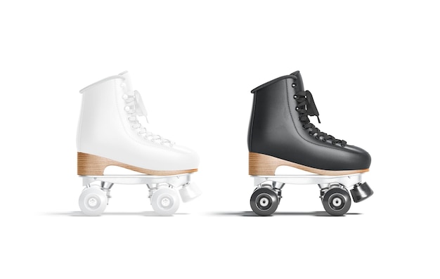 Blank black and white roller skates with wheels mockup isolated