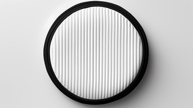 Blank black and white round embroidered patch mockup top view 3d rendering Empty cloth attachment for sing icon mock up isolated Clear circular stitches symbolic template