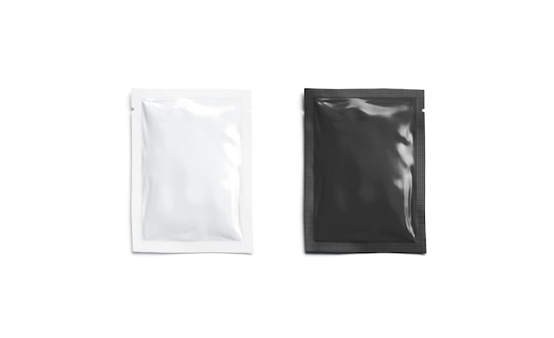 Blank black white sachet packet Empty sealed parcel Clear airtight small bag for medication