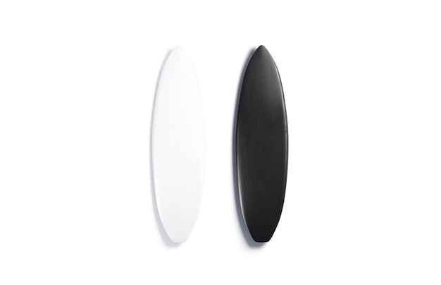 Blank black and white surfboard set top view