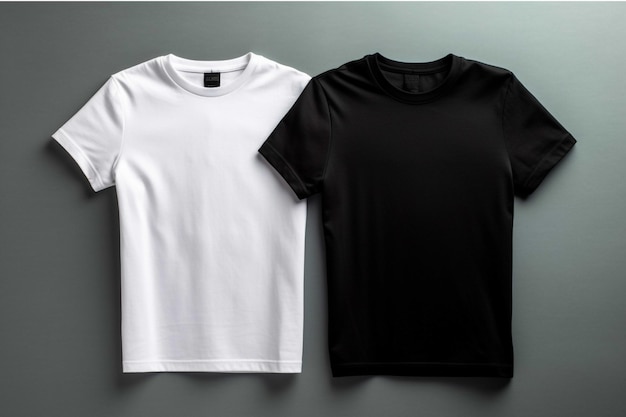 Blank black and white tshirt mockup front view