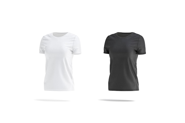 黒と白の女性のTシャツモックアップセット サイドビュー
