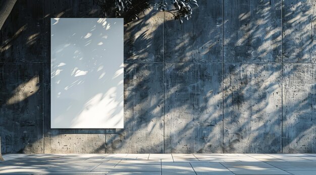 木や葉の影が付いた壁の白い黒板