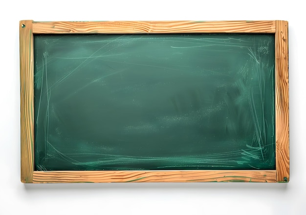 blank blackboard with wooden frame isolated on white background with clipping path