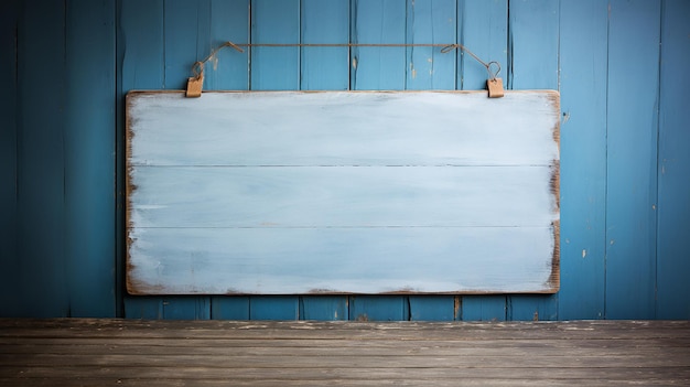 Foto blank blauw houten bord op een oude houten deur