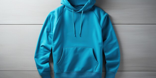 Blank blue hoodie in front and back view mockup white background