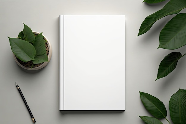 Blank Book Cover Mockup Template Design Generated AI