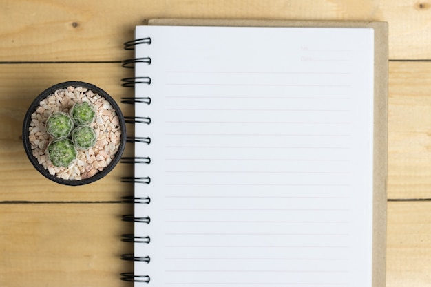 Blank book on wooden table