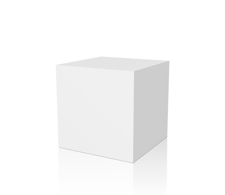 Photo blank box on white background with reflection 3d render