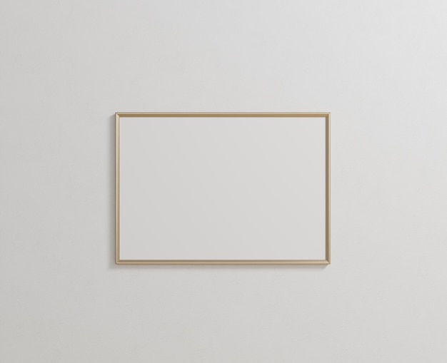 A blank bright wooden frame hangs on the white wall background, a3, a4, 3d rendering, 3d illustratio