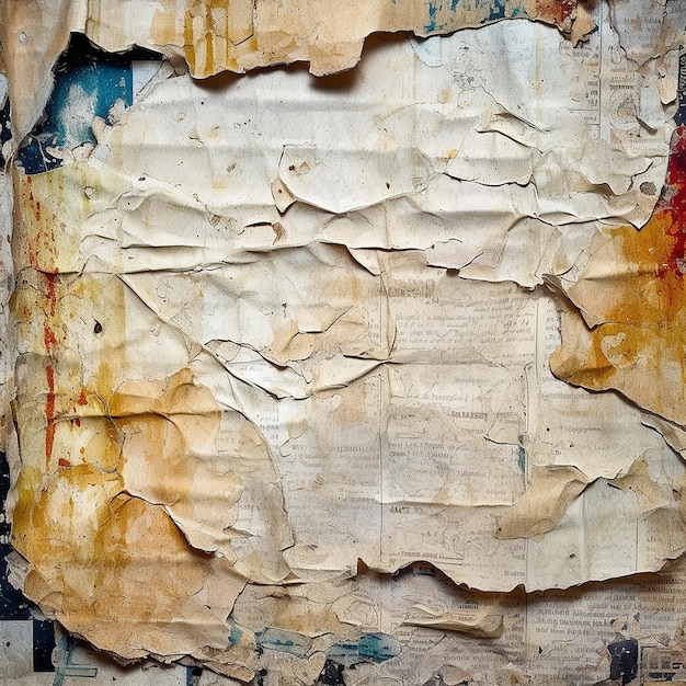 Blank brown beige creased crumpled paper texture background old grunge ripped torn vintage