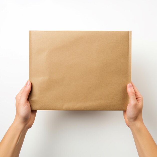 A blank brown parcel isolated on white background