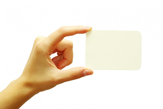 Blank business card in hand