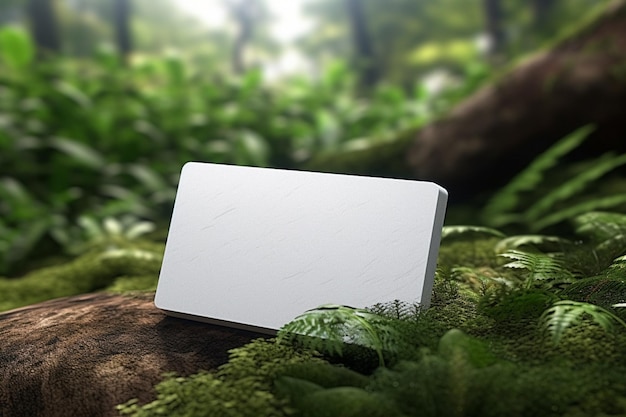 Photo blank business card mock up with nature with generative ai