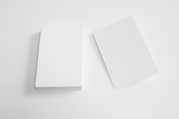 Blank business card next to stack