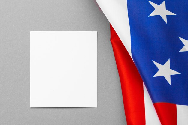 Blank business card with american flag