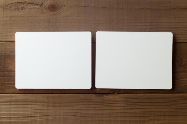 Blank business card on wooden table Mock up for branding identity