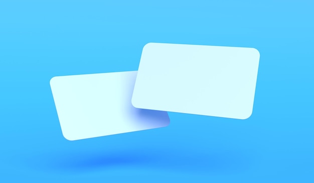 Blank business cards on blue background 3d render illustration