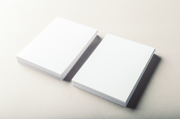 Blank business cards on grey 