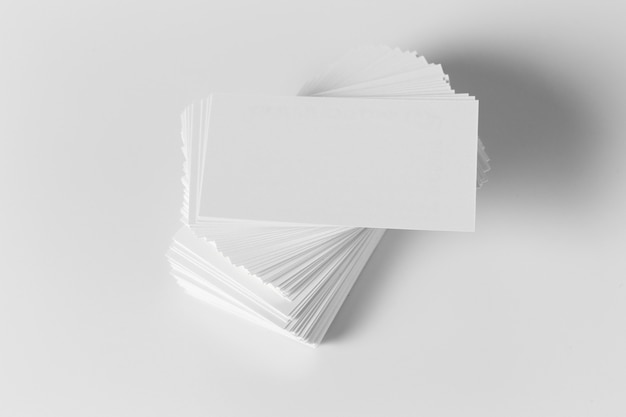 Blank business cards on the white table