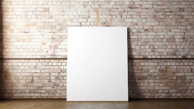 A blank canvas against a brick wall background AI generated illustration