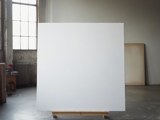 Blank canvas in an artists studio for artwork mockup