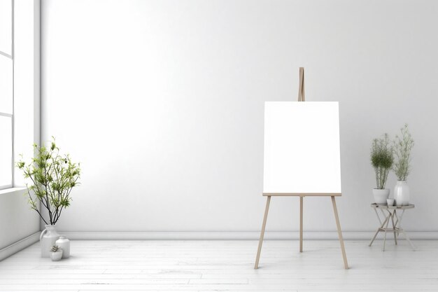 Blank canvas easel