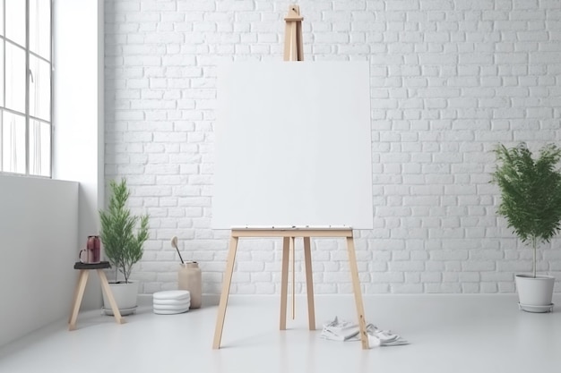 Blank canvas easel