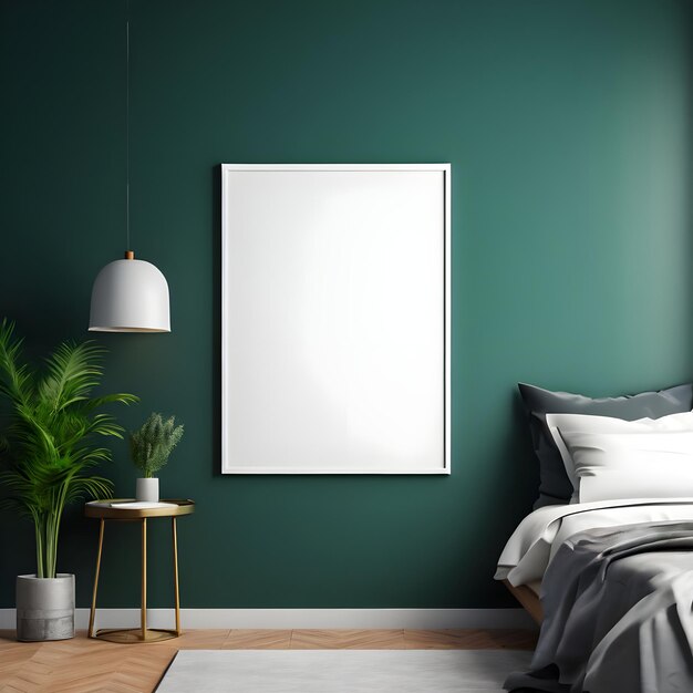 Blank canvas frame mockup or blank poster frame with home interior