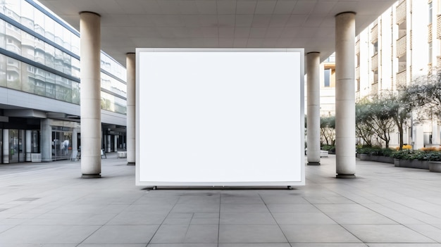 Blank Canvas A Large White Billboard Standing Tall on the Bustling City Sidewalk GenerativeAI